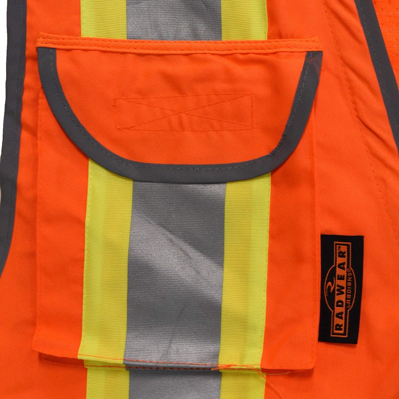 Radians SV55 Class 2 Heavy Woven Two Tone Engineer Vest with Padded Neck to Support Extra Weight in Cargo Pockets, Orange, Medium - Image 4